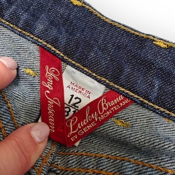 VTG LUCKY BRAND CLASSIC RIDER LONG INSEAM BLUE FIT FLARE JEANS 12/31 - Picture 8 of 10